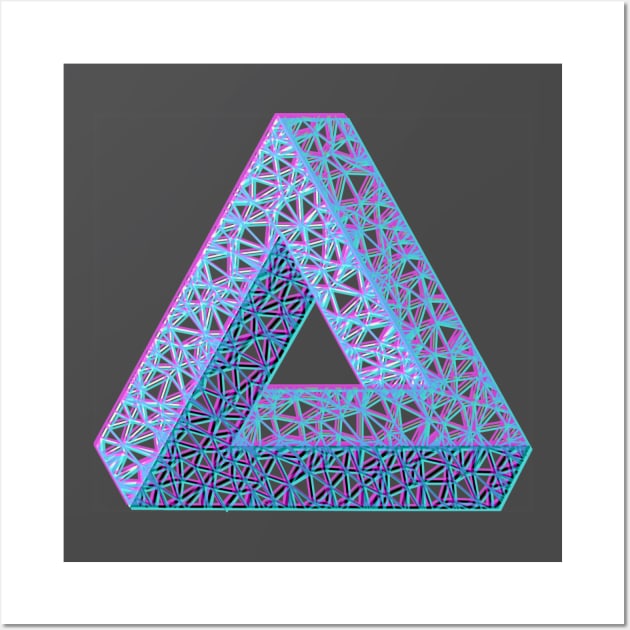 3D Penrose Triangle Magenta Cyan Wall Art by TRIME